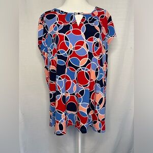 Susan Graver Abstract Short  Sleeve Shirt Size 1X